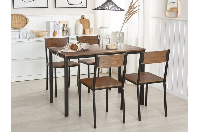 VITANOV Matbord 110 cm Inkl 4 Stolar Mörkbrun/Svart - Möbler - Matplats - Matgrupp & matbord med stolar