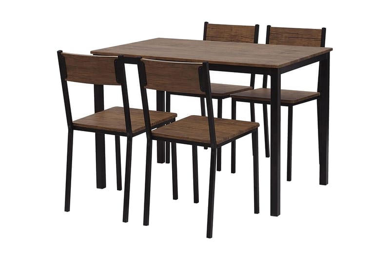 VITANOV Matbord 110 cm Inkl 4 Stolar Mörkbrun/Svart - Möbler - Matplats - Matgrupp & matbord med stolar