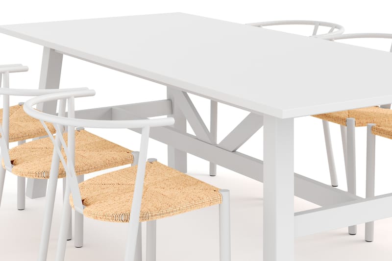 WRAM Matgrupp + 6 AMATA Matstol Stål Vit - Matgrupp & matbord med stolar