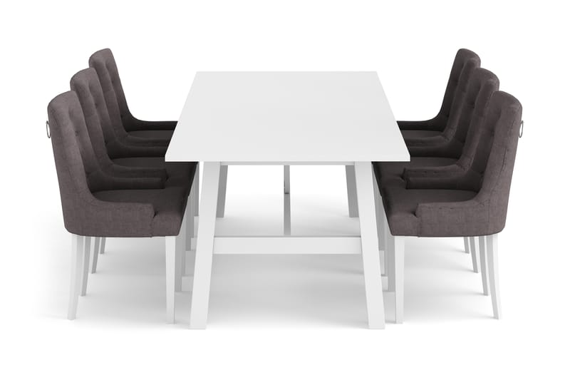 WRAM Matgrupp + 6 COLFAX Fåtölj Vit - Matgrupp & matbord med stolar