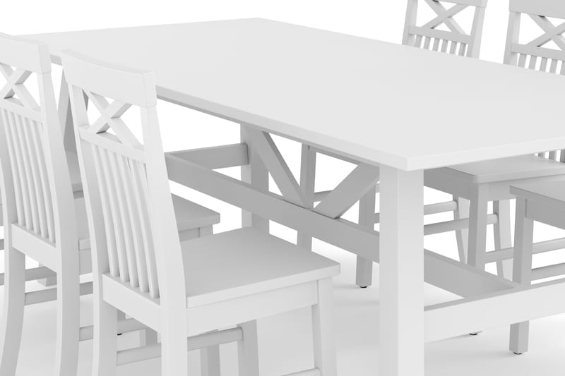 WRAM Matgrupp + 6 MAXIMILIAN Matstol Vit - Matgrupp & matbord med stolar