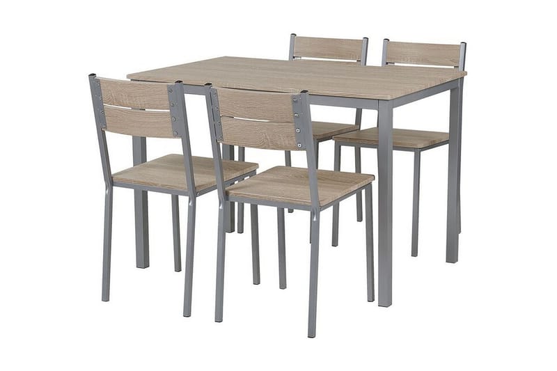 WUTACH Matbord 110 cm Inkl 4 Stolar Ljusbrun/Grå - Matgrupp & matbord med stolar