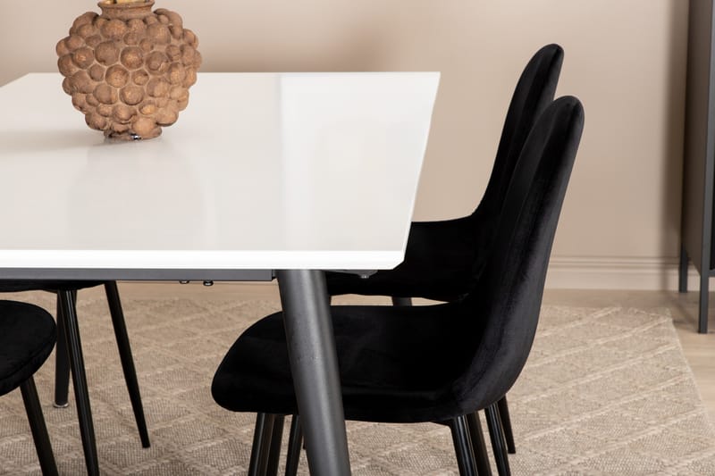 YMMIJ Förlängningsbart Bord 150 cm Vit/Svart+4 PESO Stolar - Matgrupp & matbord med stolar