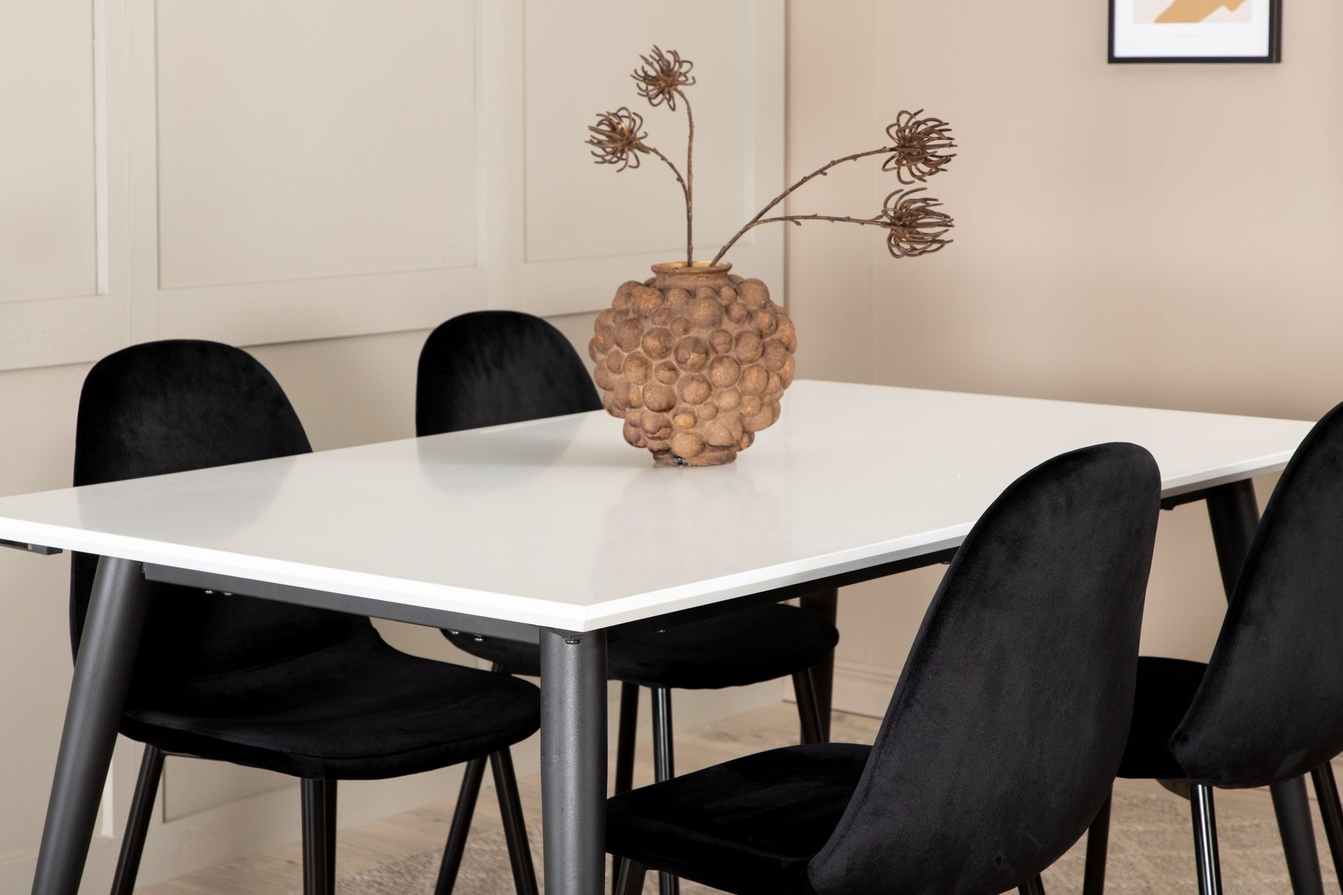 YMMIJ Förlängningsbart Bord 150 cm Vit/Svart+4 PESO Stolar - Möbler - Matplats - Matgrupp & matbord med stolar
