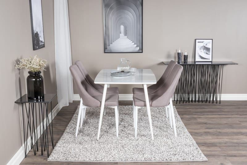 Ypas Matgrupp 120 cm inkl 4 Ludde Stolar - Vit/Grå - Möbler - Matplats - Matgrupp & matbord med stolar