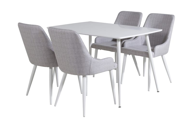 Ypas Matgrupp 120 cm inkl 4 Ridones Stolar, Vit/Grå