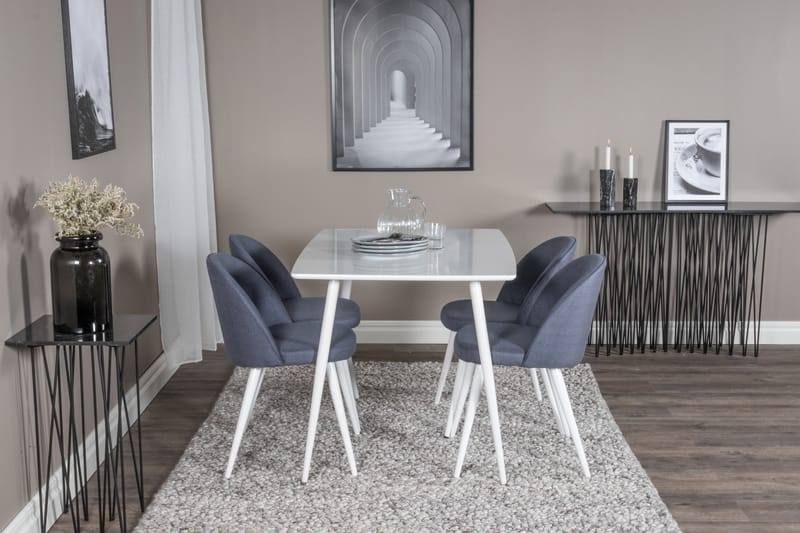 Ypas Matgrupp 120 cm inkl 4 Sedavi Stolar - Vit/Svart - Möbler - Matplats - Matgrupp & matbord med stolar