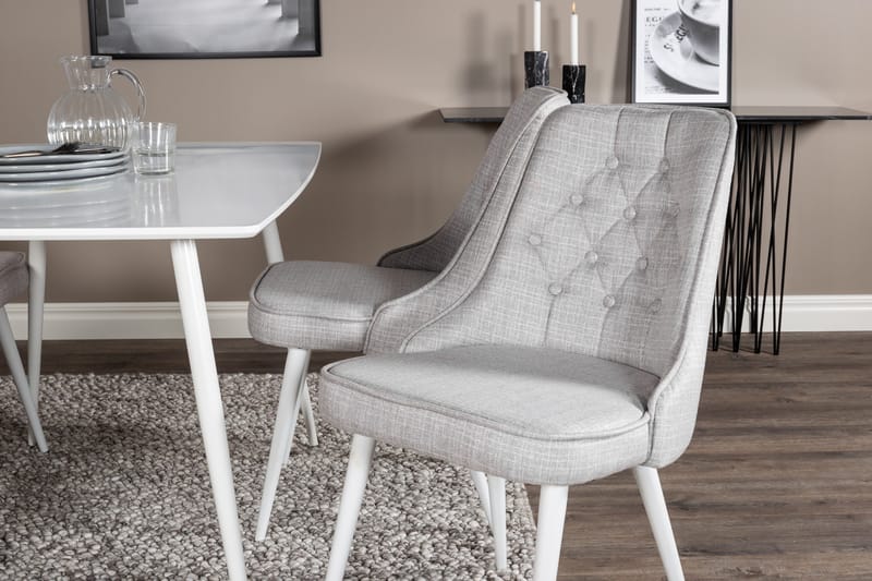 Ypas Matgrupp 120 cm inkl 4 Valera Stolar - Vit/Grå - Möbler - Matplats - Matgrupp & matbord med stolar
