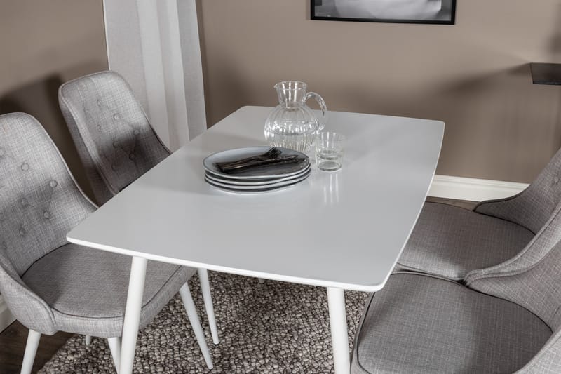 Ypas Matgrupp 120 cm inkl 4 Valera Stolar - Vit/Grå - Möbler - Matplats - Matgrupp & matbord med stolar