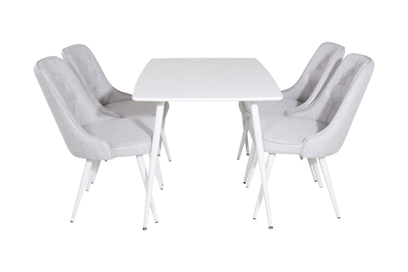 Ypas Matgrupp 120 cm inkl 4 Valera Stolar - Vit/Grå - Möbler - Matplats - Matgrupp & matbord med stolar