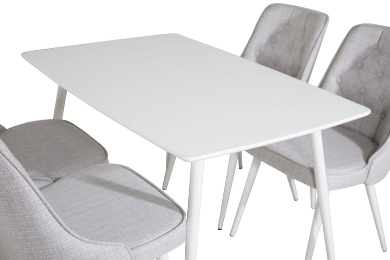 Ypas Matgrupp 120 cm inkl 4 Valera Stolar - Vit/Grå - Möbler - Matplats - Matgrupp & matbord med stolar