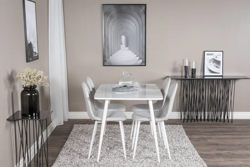 Ypas Matgrupp 120 cm inkl 4 Ypas Stolar - Vit/Grå - Möbler - Matplats - Matgrupp & matbord med stolar