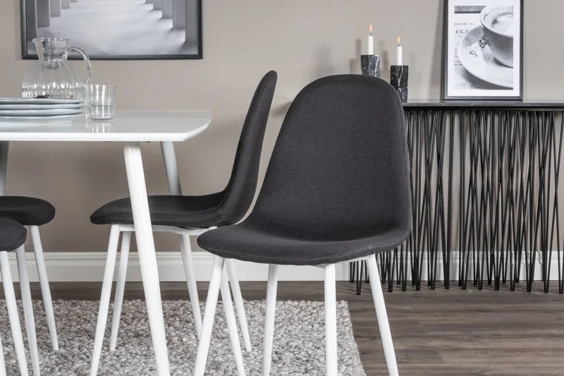 Ypas Matgrupp 120 cm inkl 4 Ypas Stolar - Vit/Svart - Möbler - Matplats - Matgrupp & matbord med stolar