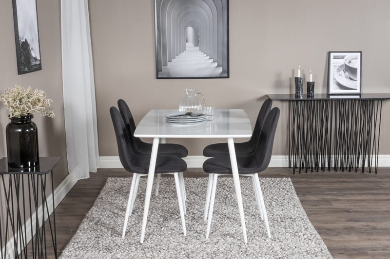Ypas Matgrupp 120 cm inkl 4 Ypas Stolar - Vit/Svart - Möbler - Matplats - Matgrupp & matbord med stolar