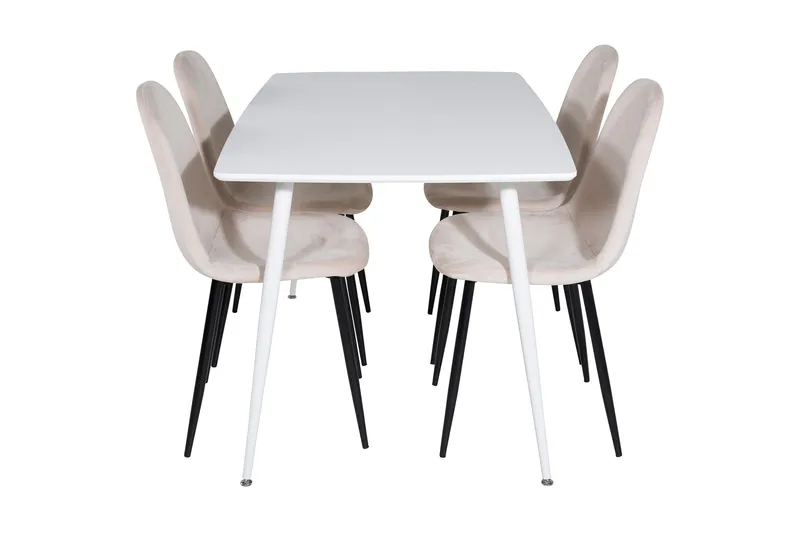 Ypas Matgrupp 120 cm inkl 4 Pontus Stolar - Vit/Svart/Beige - Möbler - Matplats - Matgrupp & matbord med stolar