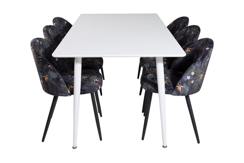 Ypas Matgrupp 180 cm inkl 6 Sedavi Stolar - Vit/Blå/Svart - Möbler - Matplats - Matgrupp & matbord med stolar