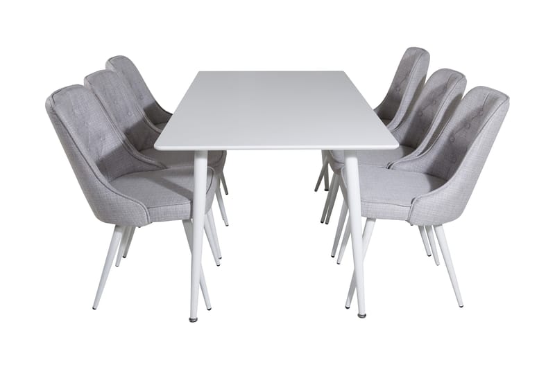Ypas Matgrupp 180 cm inkl 6 Valera Stolar - Vit/Grå - Möbler - Matplats - Matgrupp & matbord med stolar