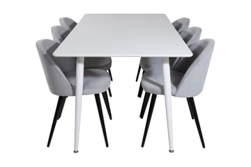 Ypas Matgrupp 180 cm inkl 6 Valeri Stolar - Vit/Grå - Möbler - Matplats - Matgrupp & matbord med stolar