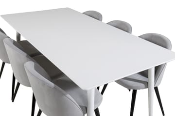Ypas Matgrupp 180 cm inkl 6 Valeri Stolar - Vit/Grå - Möbler - Matplats - Matgrupp & matbord med stolar