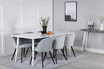 Ypas Matgrupp 180 cm inkl 6 Valeri Stolar - Vit/Grå - Möbler - Matplats - Matgrupp & matbord med stolar