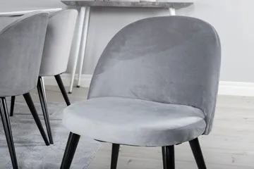 Ypas Matgrupp 180 cm inkl 6 Valeri Stolar - Vit/Sammet/Ljusgrå/Svart - Möbler - Matplats - Matgrupp & matbord med stolar