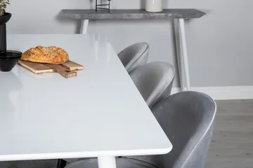 Ypas Matgrupp 180 cm inkl 6 Valeri Stolar - Vit/Sammet/Ljusgrå/Svart - Möbler - Matplats - Matgrupp & matbord med stolar