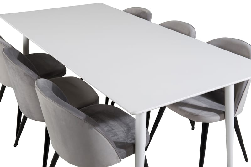 Ypas Matgrupp 180 cm inkl 6 Valeri Stolar - Vit/Sammet/Ljusgrå/Svart - Möbler - Matplats - Matgrupp & matbord med stolar