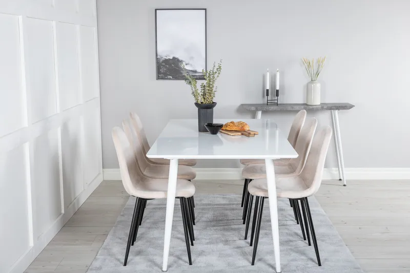 Ypas Matgrupp 180 cm inkl 6 Pontus Stolar - Vit/Svart/Beige - Möbler - Matplats - Matgrupp & matbord med stolar