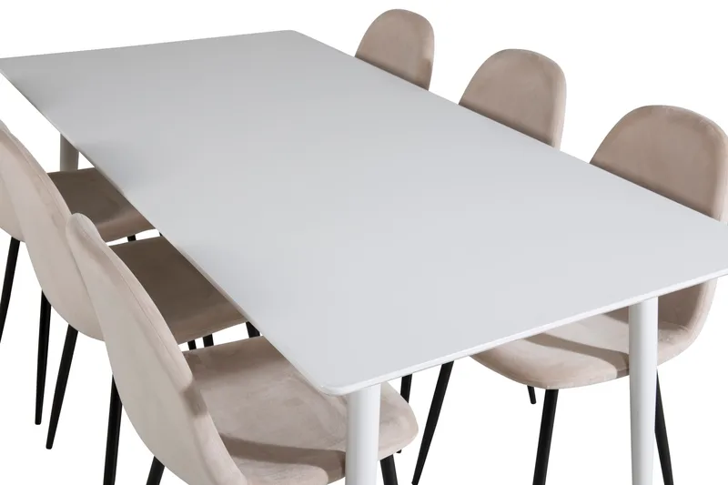 Ypas Matgrupp 180 cm inkl 6 Pontus Stolar - Vit/Svart/Beige - Möbler - Matplats - Matgrupp & matbord med stolar