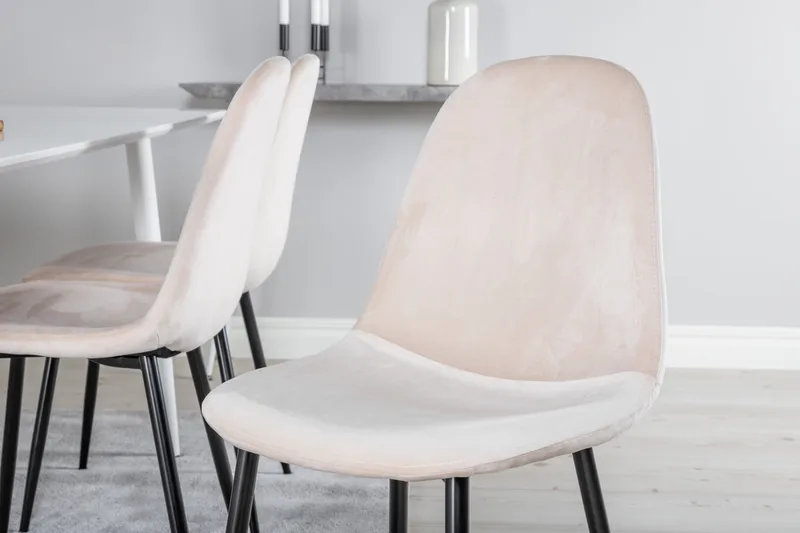 Ypas Matgrupp 180 cm inkl 6 Pontus Stolar - Vit/Svart/Beige - Möbler - Matplats - Matgrupp & matbord med stolar
