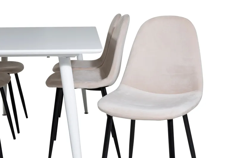 Ypas Matgrupp 180 cm inkl 6 Pontus Stolar - Vit/Svart/Beige - Möbler - Matplats - Matgrupp & matbord med stolar