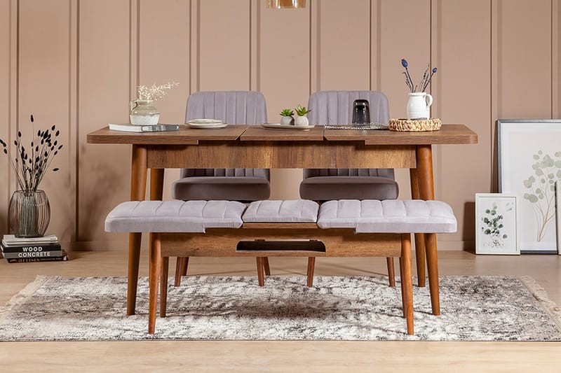 ZEDRICK Matgrupp 4 delar 75 cm Valnöt - Möbler - Matplats - Matgrupp & matbord med stolar