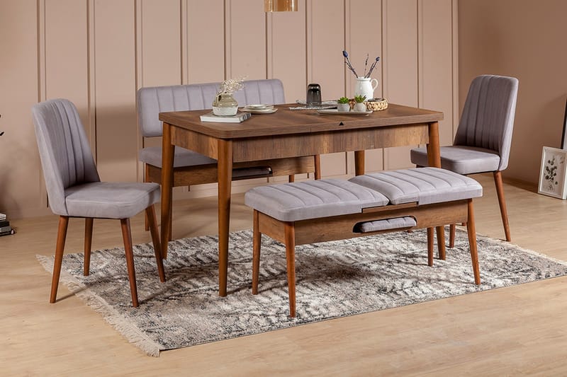ZEDRICK Matgrupp 5 delar 75 cm Valnöt - Möbler - Matplats - Matgrupp & matbord med stolar