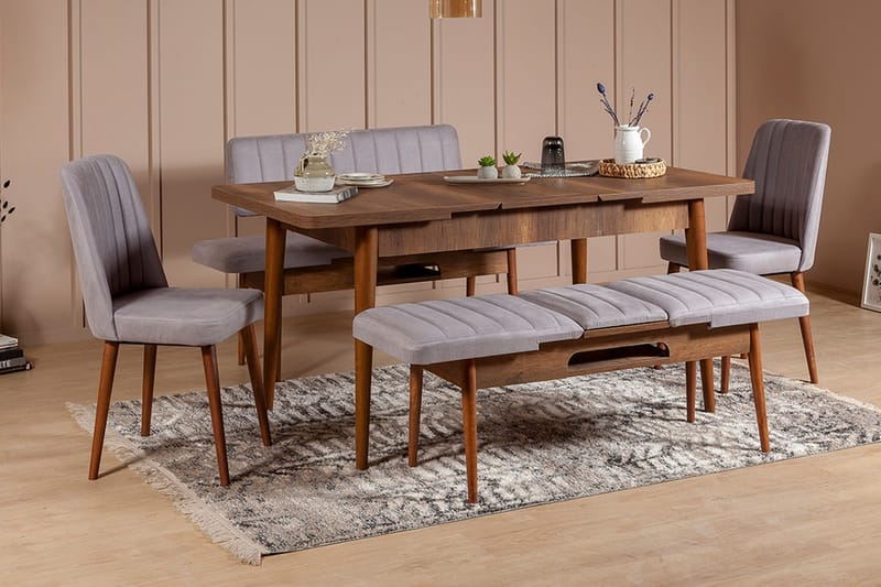 ZEDRICK Matgrupp 5 delar 75 cm Valnöt - Möbler - Matplats - Matgrupp & matbord med stolar