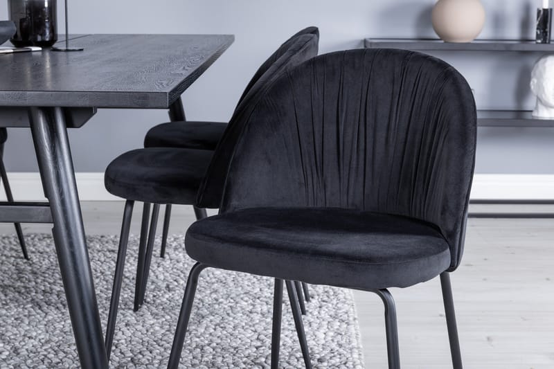 Zenazmi Förlängningsbar Matgrupp 195 cm inkl 6 Foyos Stolar - Svart - Möbler - Matplats - Matgrupp & matbord med stolar