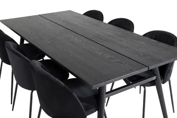 Zenazmi Förlängningsbar Matgrupp 195 cm inkl 6 Foyos Stolar - Svart - Möbler - Matplats - Matgrupp & matbord med stolar