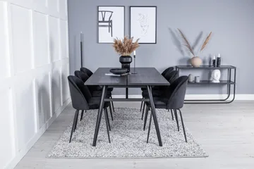 Zenazmi Förlängningsbar Matgrupp 195 cm inkl 6 Foyos Stolar - Svart - Möbler - Matplats - Matgrupp & matbord med stolar