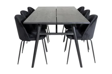 Zenazmi Förlängningsbar Matgrupp 195 cm inkl 6 Foyos Stolar - Svart - Möbler - Matplats - Matgrupp & matbord med stolar