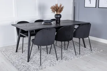 Zenazmi Förlängningsbar Matgrupp 195 cm inkl 6 Foyos Stolar - Svart - Möbler - Matplats - Matgrupp & matbord med stolar