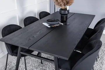 Zenazmi Förlängningsbar Matgrupp 195 cm inkl 6 Foyos Stolar - Svart - Möbler - Matplats - Matgrupp & matbord med stolar