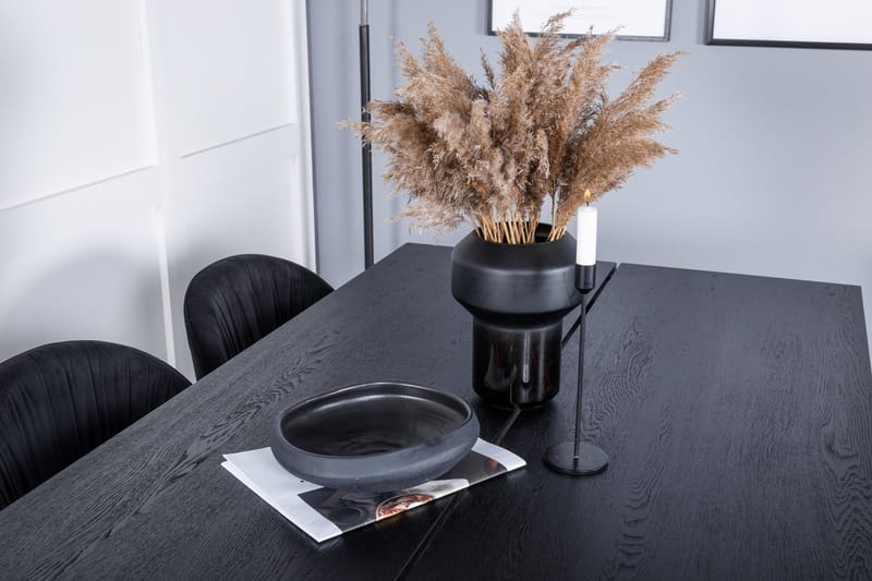 Zenazmi Förlängningsbar Matgrupp 195 cm inkl 6 Foyos Stolar - Svart - Möbler - Matplats - Matgrupp & matbord med stolar