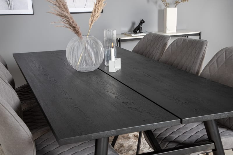 Zenazmi Förlängningsbar Matgrupp 195 cm inkl 6 Sumoas Stolar - Svart/Grå - Möbler - Matplats - Matgrupp & matbord med stolar