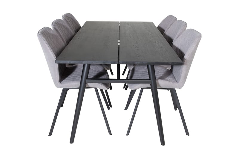 Zenazmi Förlängningsbar Matgrupp 195 cm inkl 6 Sumoas Stolar - Svart/Grå - Möbler - Matplats - Matgrupp & matbord med stolar