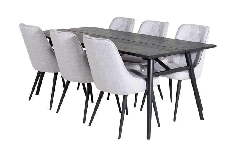Zenazmi Förlängningsbar Matgrupp 195 cm inkl 6 Valera Stolar, Svart/Grå