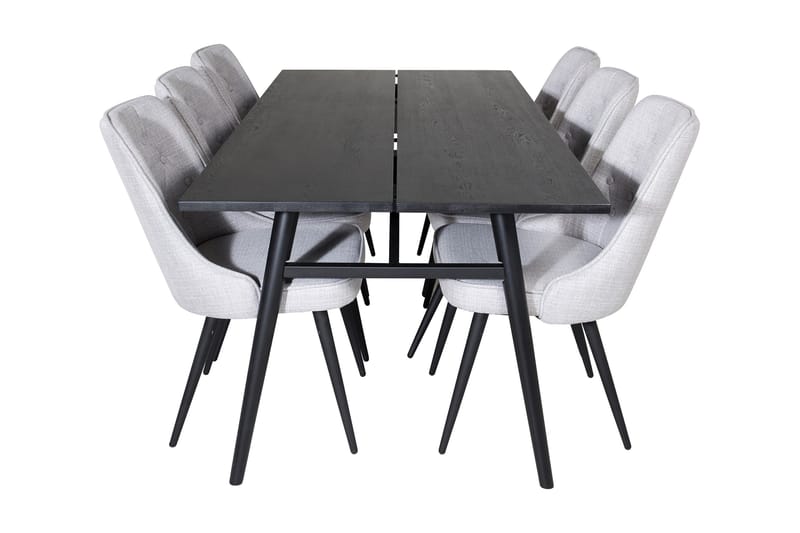 Zenazmi Förlängningsbar Matgrupp 195 cm inkl 6 Valera Stolar - Svart/Grå - Möbler - Matplats - Matgrupp & matbord med stolar