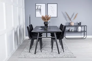 Zenazmi Förlängningsbar Matgrupp 195 cm inkl 6 Ypas Stolar - Svart - Möbler - Matplats - Matgrupp & matbord med stolar