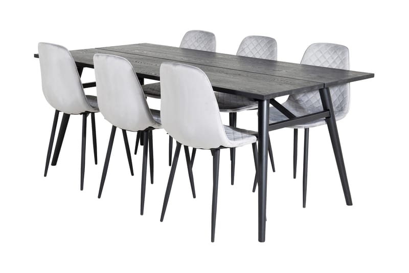 Zenazmi Förlängningsbar Matgrupp 195 cm inkl 6 Ypas Stolar, Svart/Grå