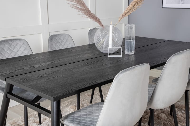 Zenazmi Förlängningsbar Matgrupp 195 cm inkl 6 Ypas Stolar - Svart/Grå - Möbler - Matplats - Matgrupp & matbord med stolar