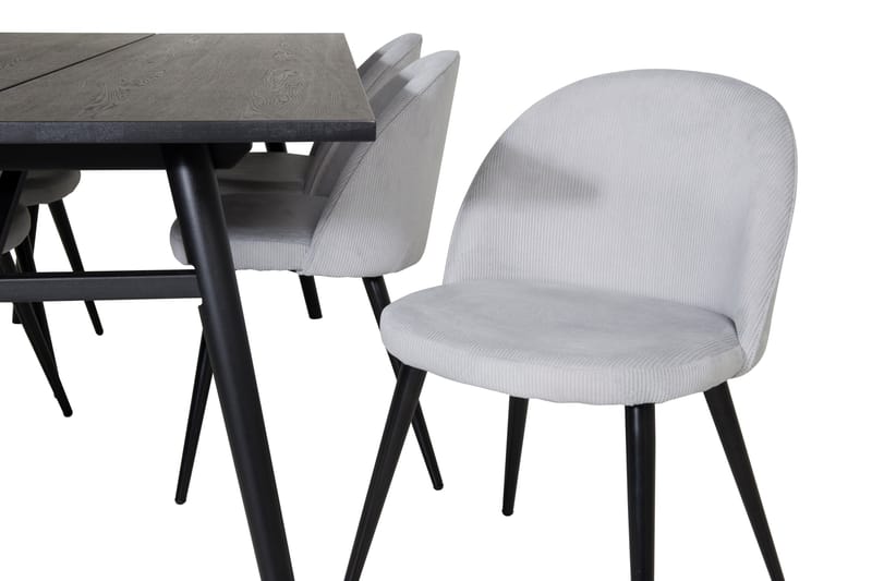Zenazmi Matgrupp 195 cm inkl 6 Valeri Manchesterstolar - Svart/Grå - Möbler - Matplats - Matgrupp & matbord med stolar