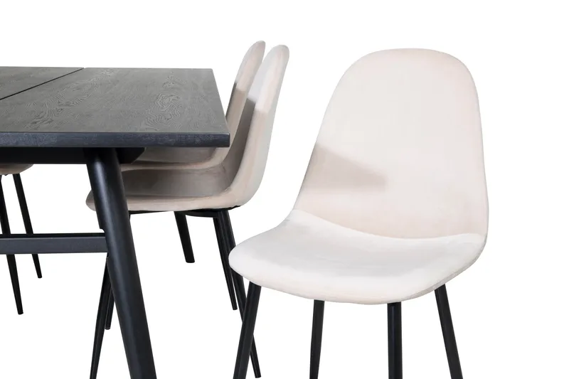 Zenazmi Matgrupp 195 cm inkl 6 Pontus Stolar - Svart/Beige - Möbler - Matplats - Matgrupp & matbord med stolar